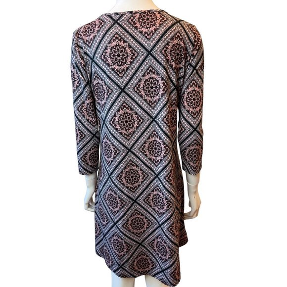 Nina Britton Womens Geometric Shift Dress Kdr102391-Sf Stitch Fix Black Pink M - Picture 2 of 7